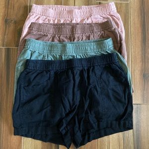 Women’s Old Navy Linen shorts lot, set of 4 - black, green, brown, blush